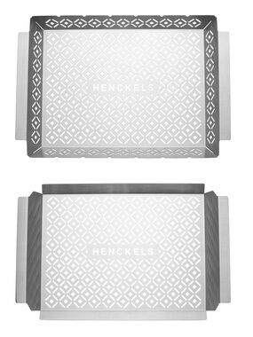 New! HENCKELS Stainless Steel BBQ Trays —Grill Basket and Grill Topper